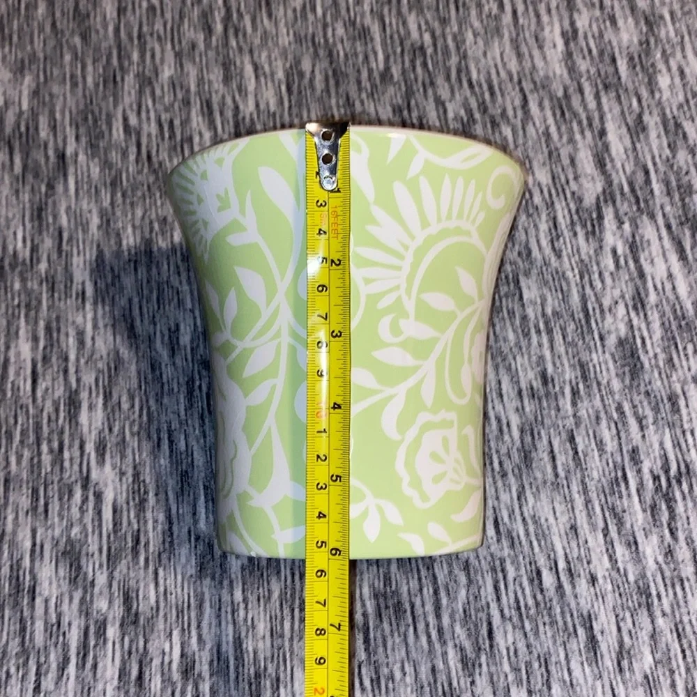 Vintage Orange and Green Floral Spring Bath and Body Works Vase Planter Pot